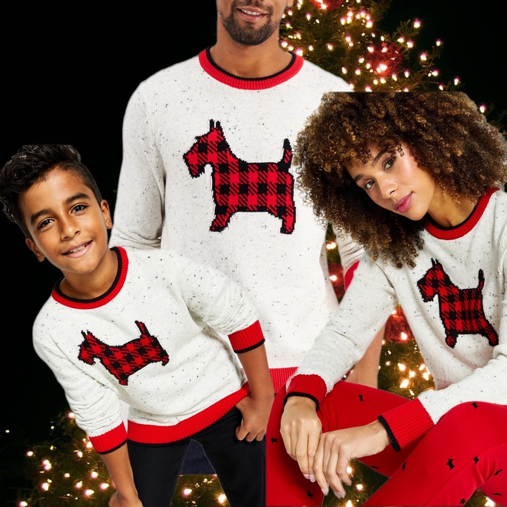 Charter Club, 3X1 Plaid Dog Print Family Sweater, Created for Macy's